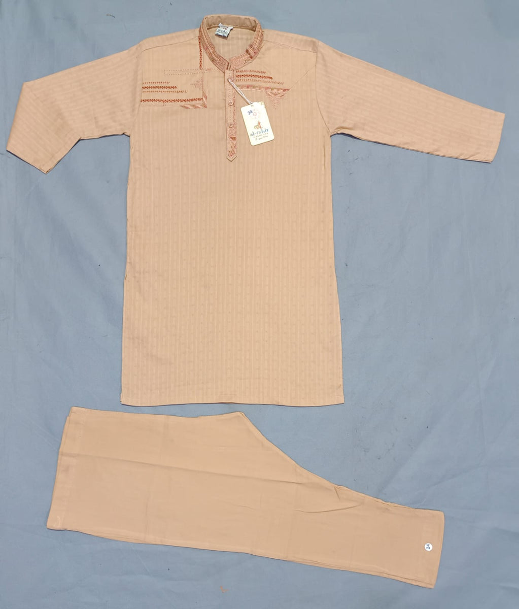 New Baby Boy Shalwar Kameez For Winter Khadar Stuff With Neck Embroidery JKL690 main image 0