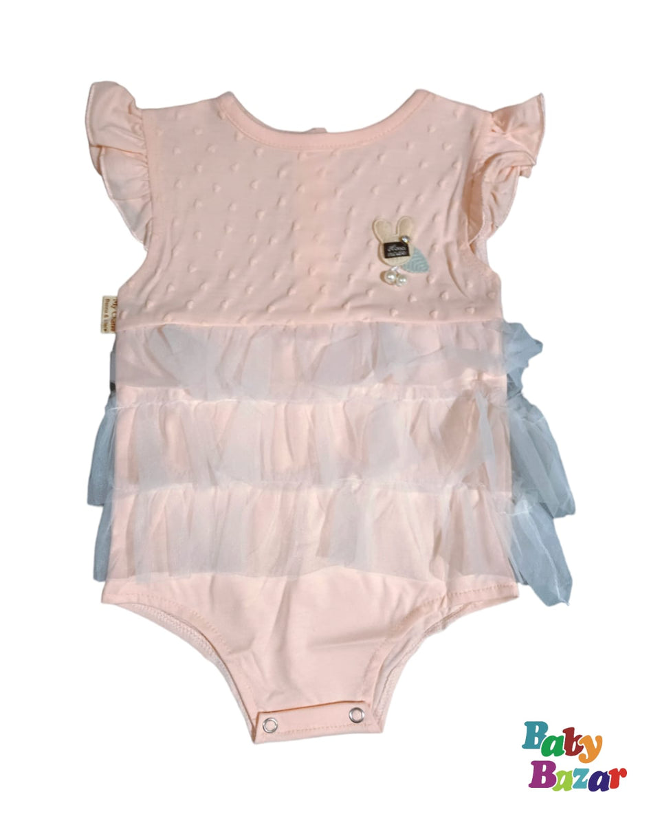 Pink Dungaree Style Baby Romper