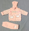 Baby Girl Velvet Stuff Dress In Bear Printed Design Pink Color