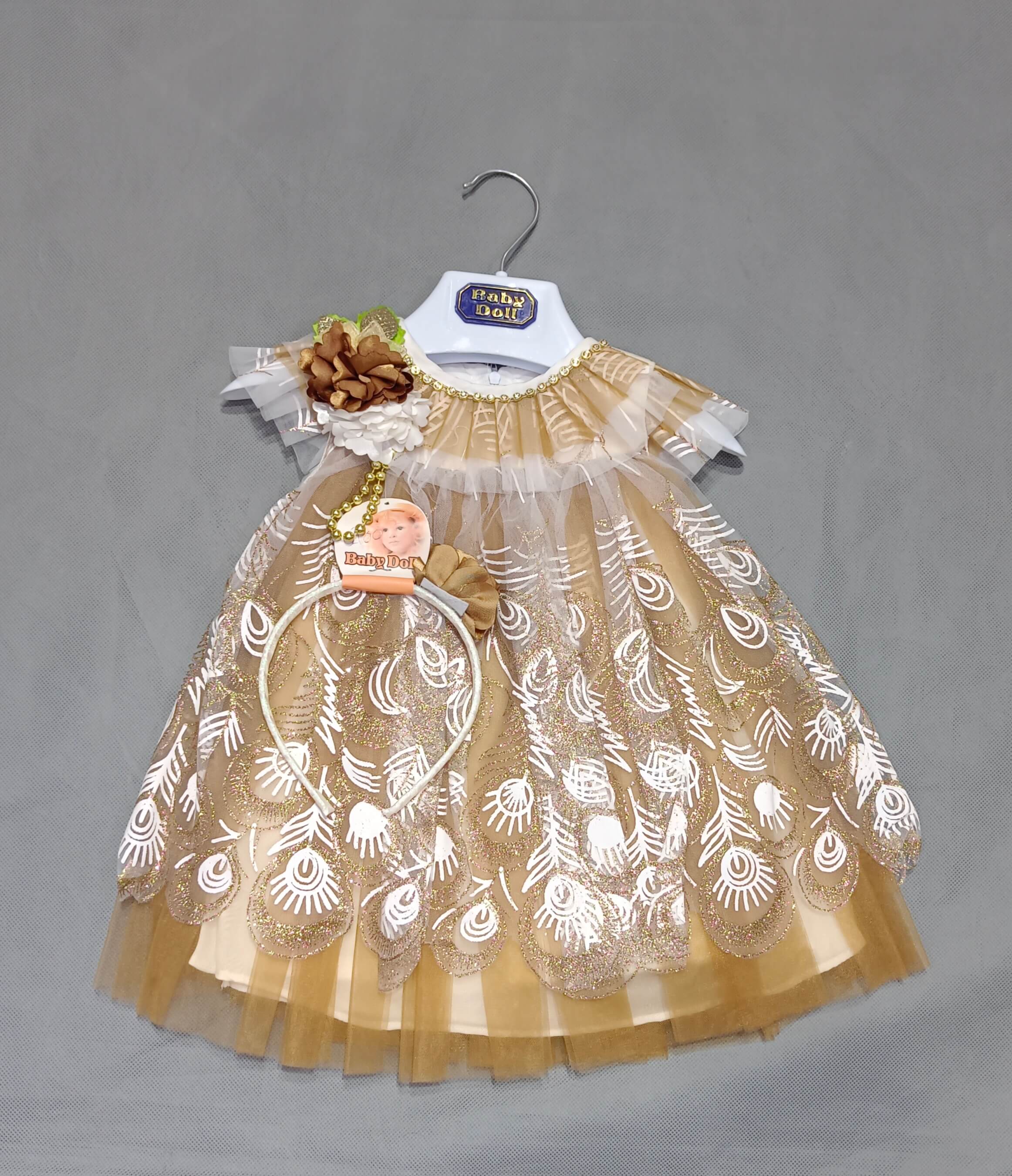 Beautiful Fairy Frock For Baby Girl In Golden Color Baby Bazar