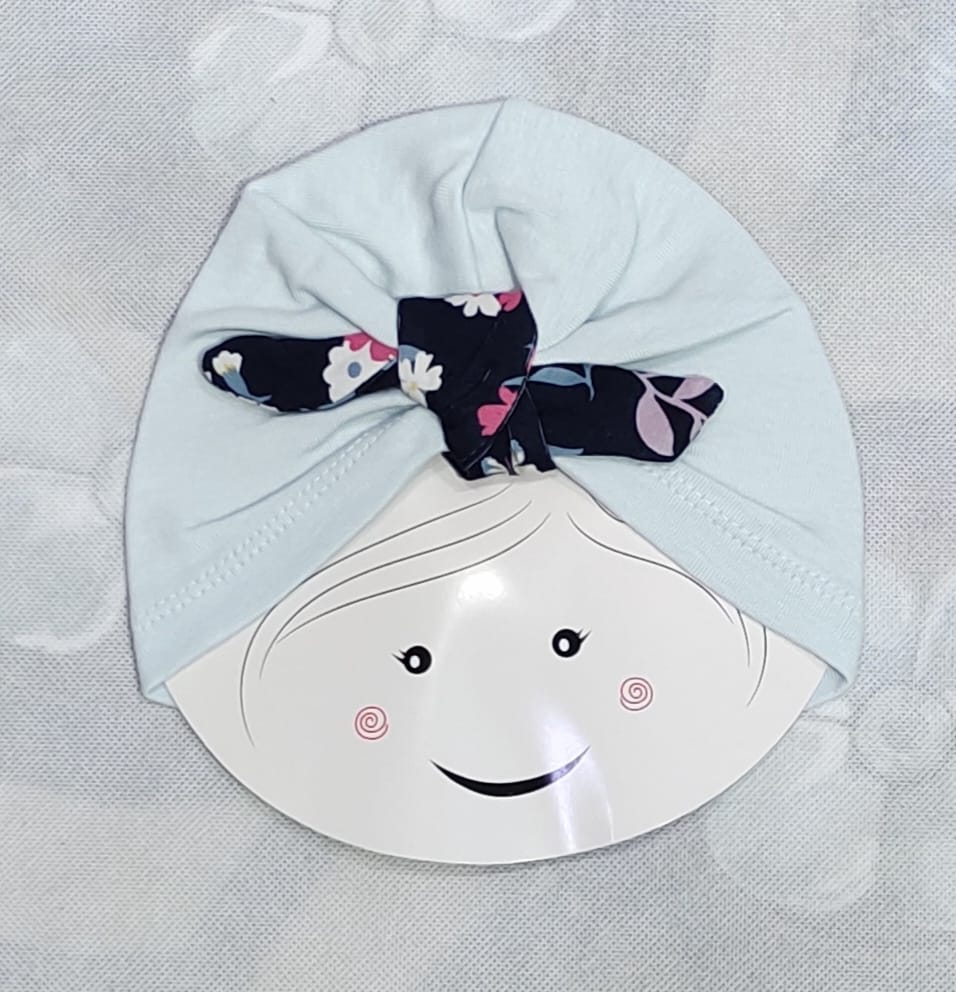 New Born Cap Blended Stuff Bear In Blue Color