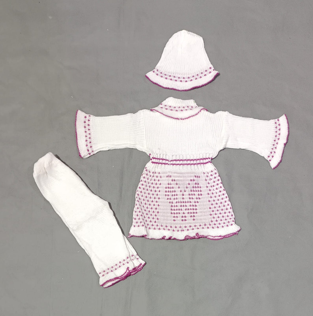 New Born Baby Girl Frock Set With Booties And Head Ribbon main image 0