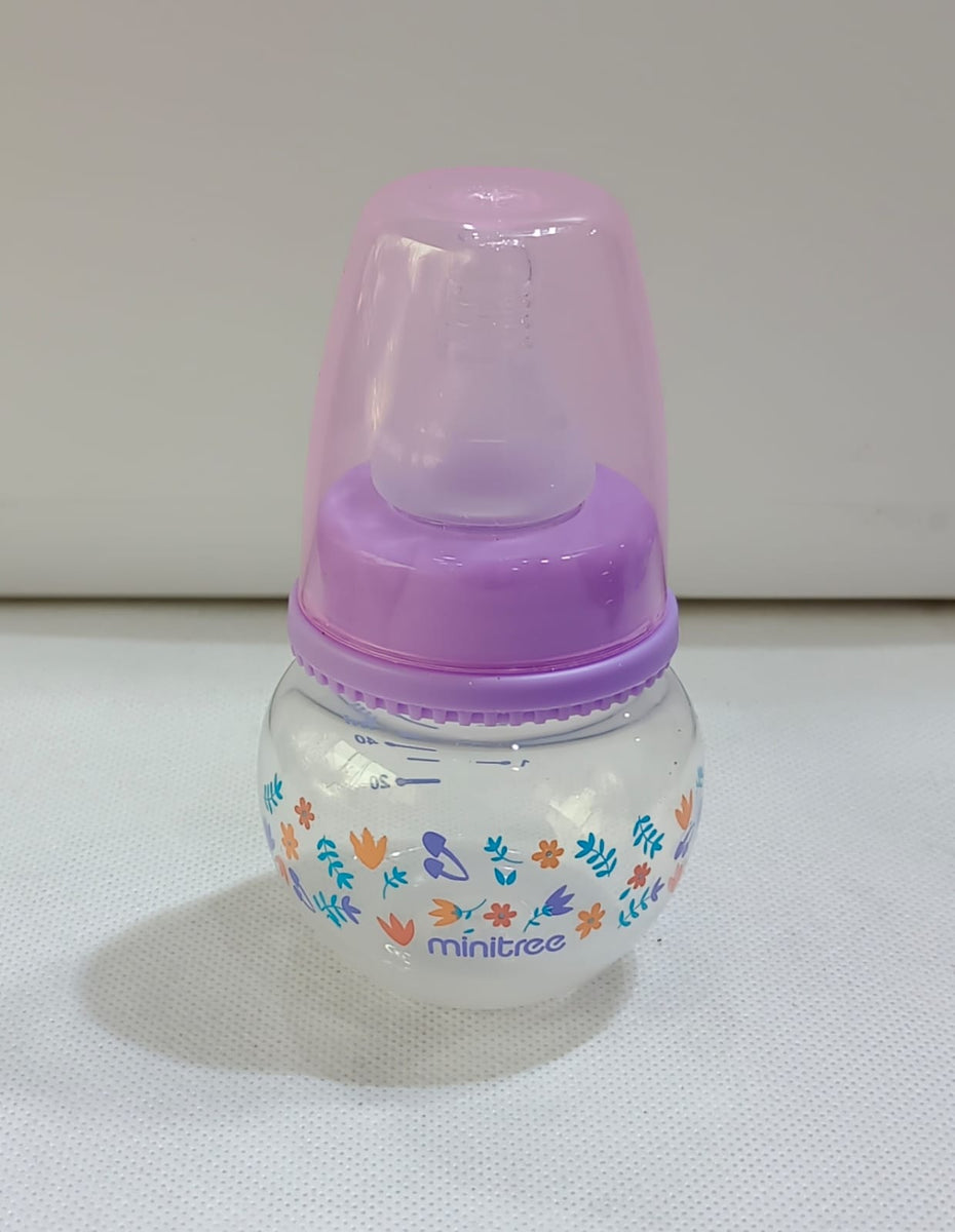 Minitree Transparent Feeder For Baby  In Plastic Material With Pink Lid