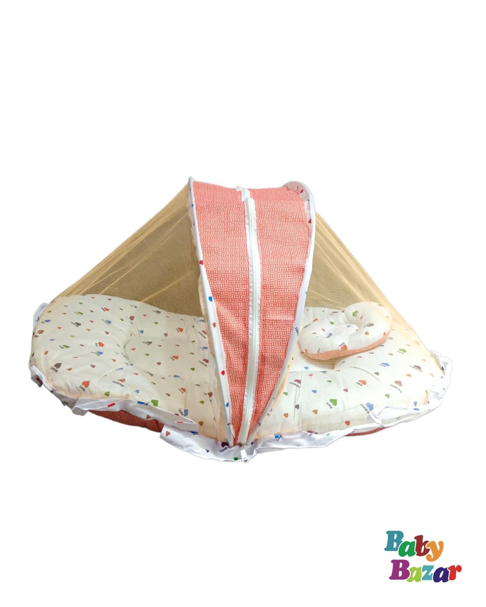 Foldable Baby Bister/Bed  In Little Flower Print For Newborn Baby With Mosquito Net main image 1
