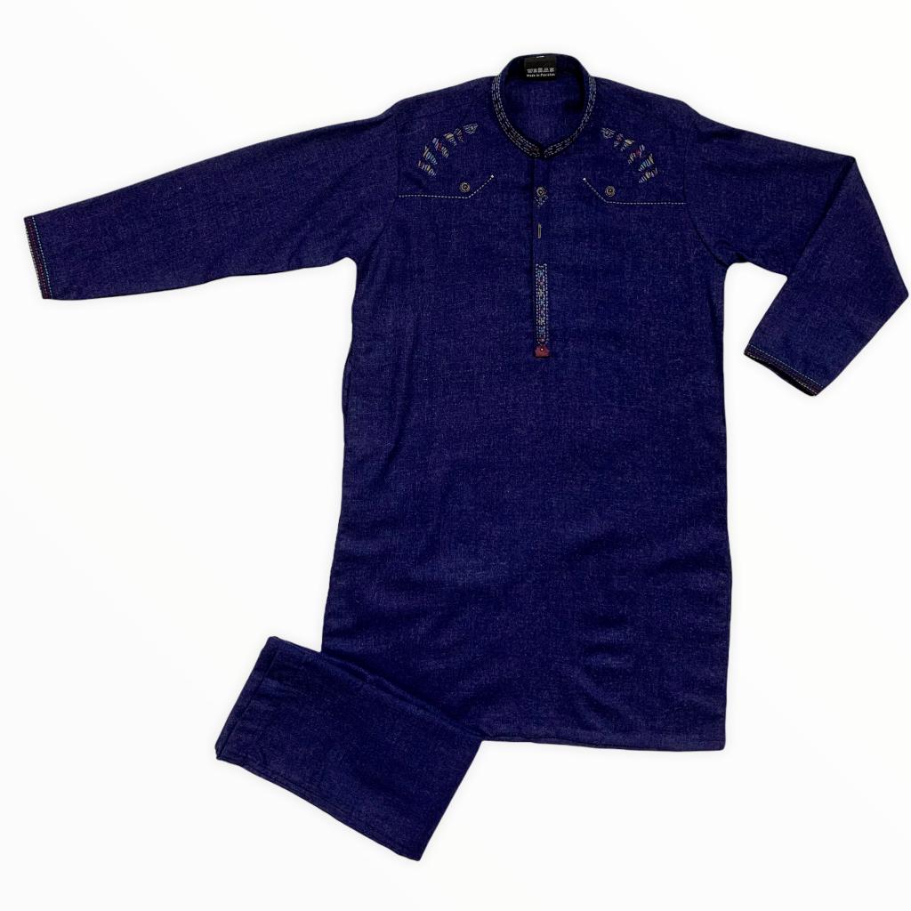 Baby Boy Shalwar Kameez Wash And Wear Stuff With Neck Embroidery For Winter main image 0