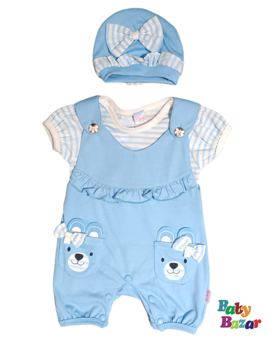 Newborn Girl Mid Season Romper In Blended Stuff Green Color