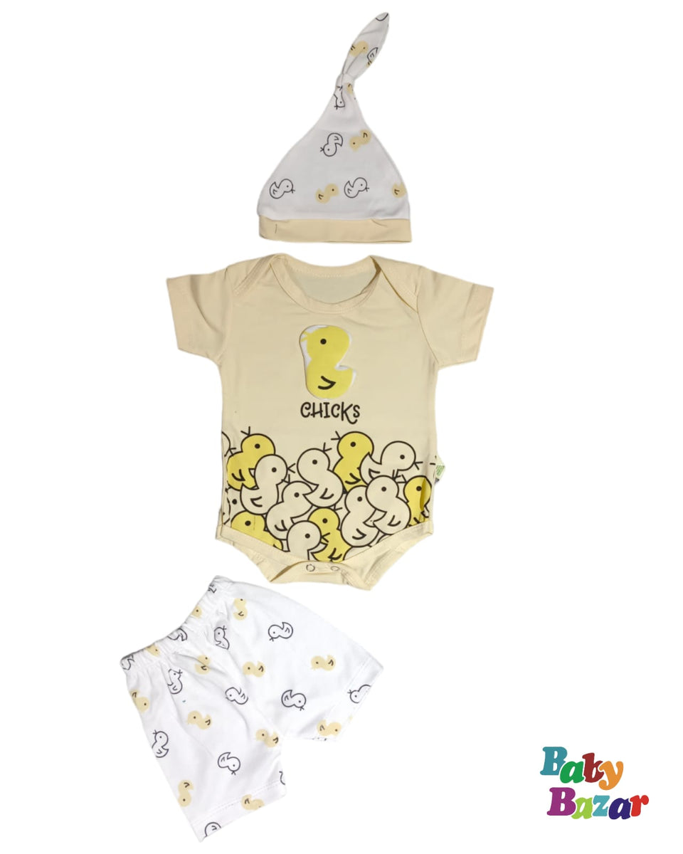 New Born Cap In Blended Stuff With Bear Shape Green Color