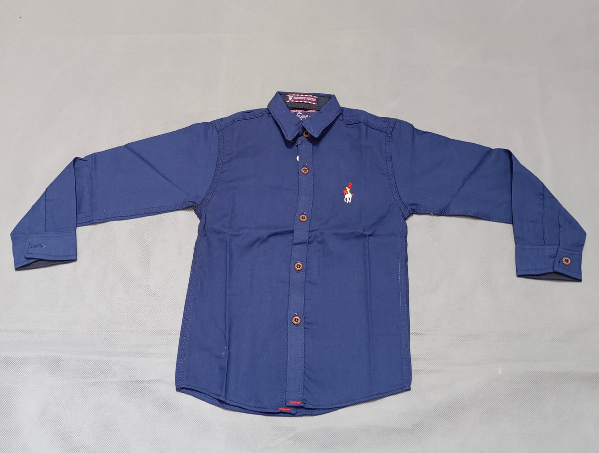 Polo Dress Shirt For Baby Boy In Cotton Stuff Mustard Color