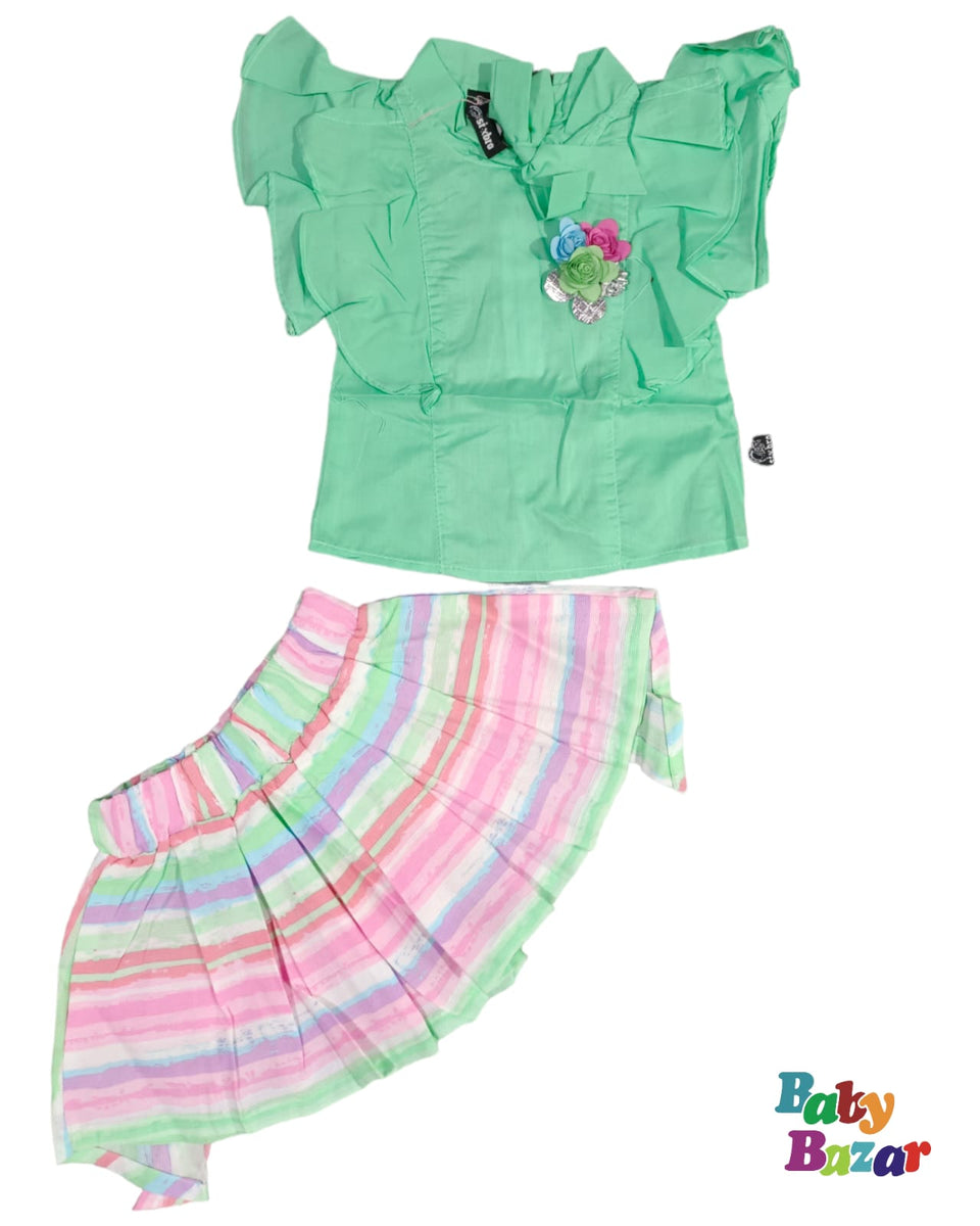 New Baby Beautiful Suit For Girl In Light Green Colour main image 1