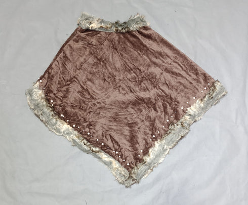 Round Neck Fur Design Velvet Cap Shawl Caftan For Baby Girl In From 1 TO 4 years