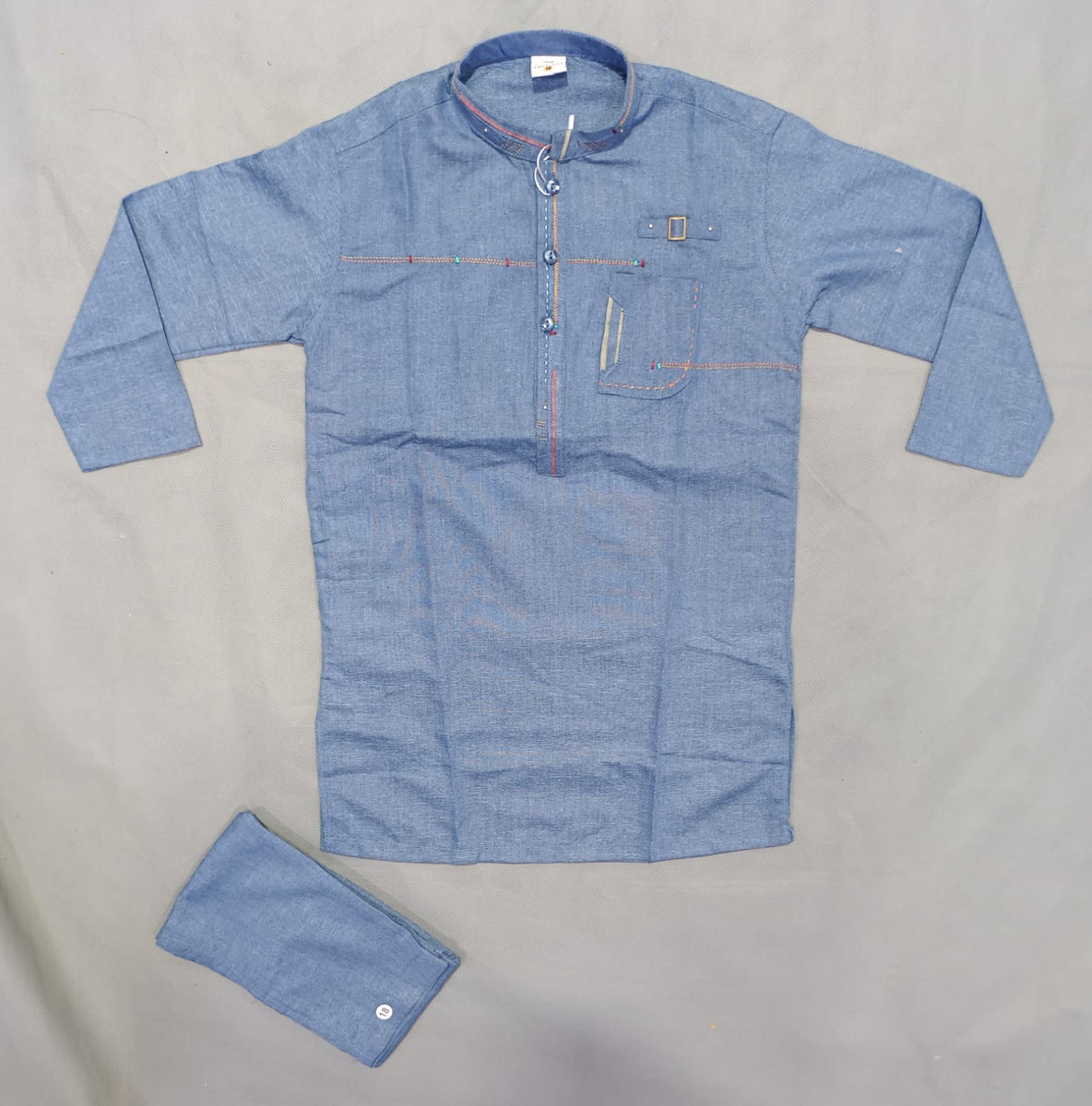 New Baby Boy Shalwar Kameez For Winter Khadar Stuff With Neck Embroidery JKL687 main image 1