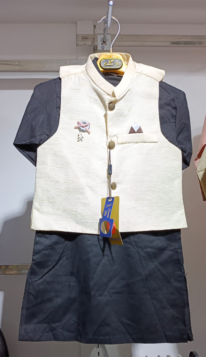 Summer Shalwar Kameez With Blue Waistcoat For Baby Boy main image 1