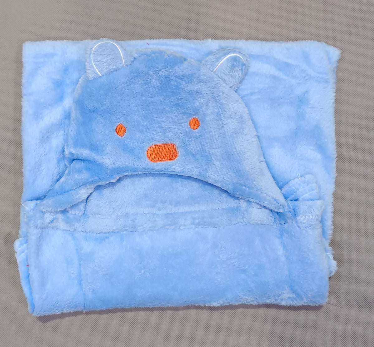 Baby Imported Soft Blanket For Babies In White Sky Blue Colour Elephant Shape