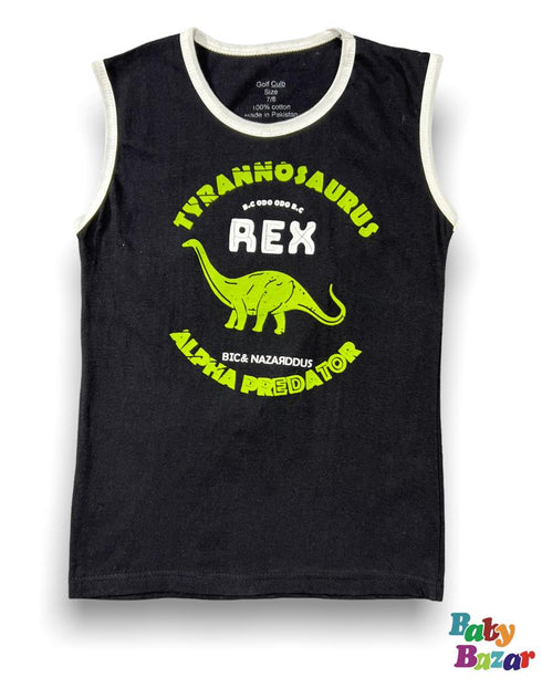 T-Shirt For Baby Boy In Black Color Blended Stuff