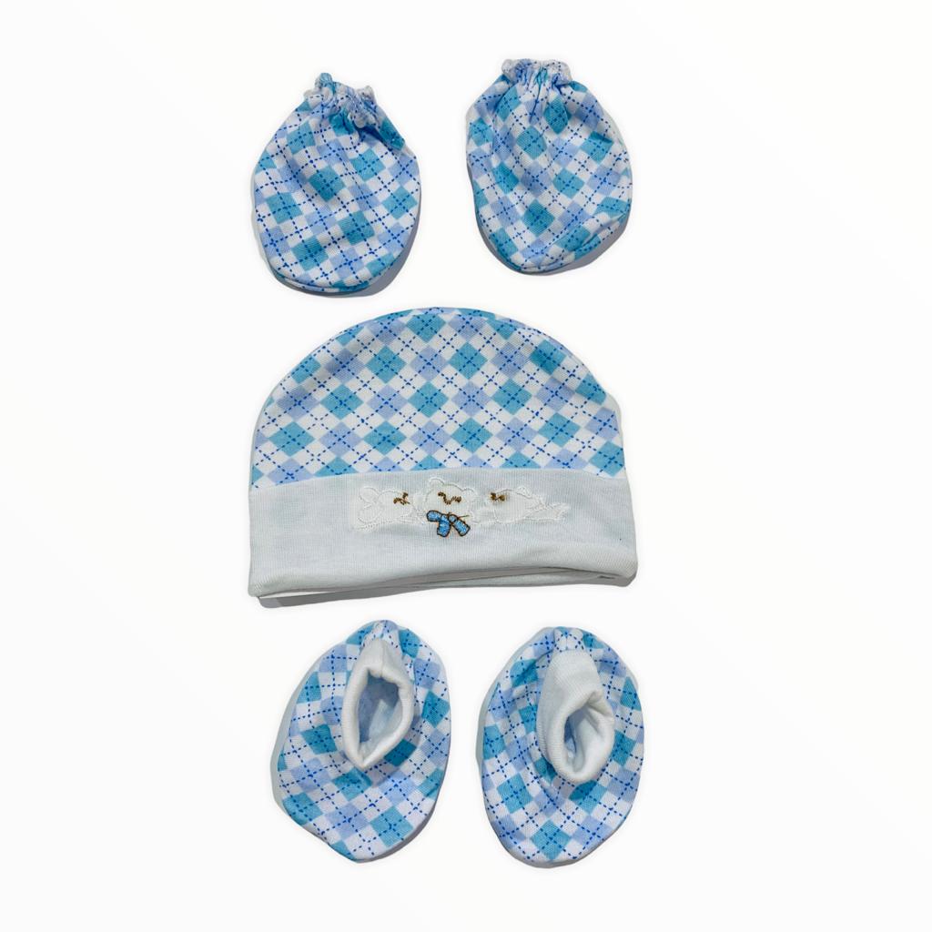 New Born Cap For Boy In Blended Stuff Blue Color