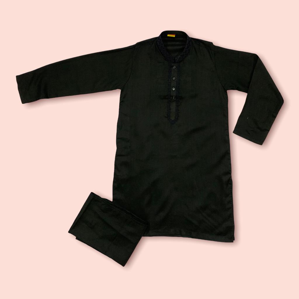 New Baby Boy Shalwar Kameez For Winter Mix Stuff With Neck Embroidery JKL627 main image 0