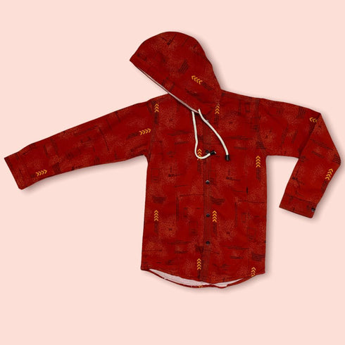 New Best Baby Boy Hooded Shirt in Fleece Stuff From 3 To 9 Years In Red Color On Sale Price Style Errow FGBH2270