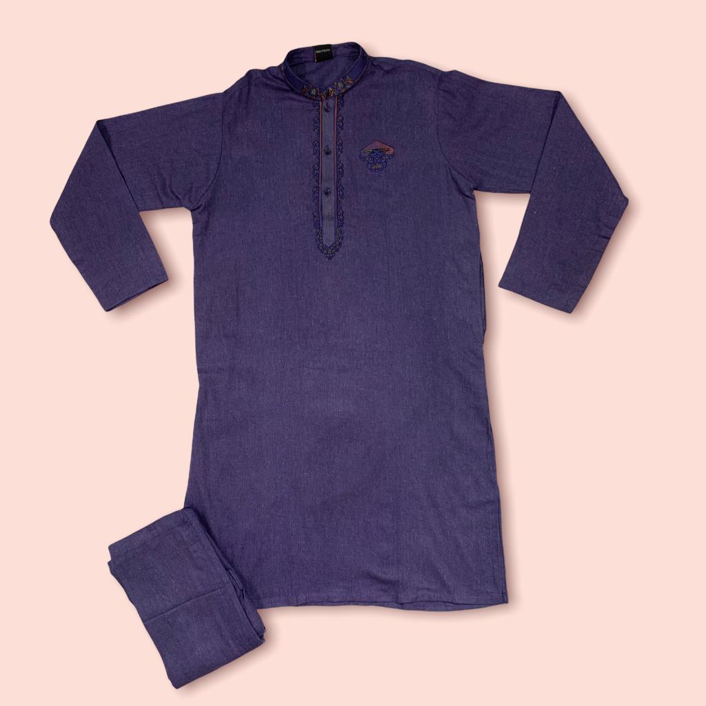 Baby Boy Shalwar Kameez Wash And Wear Stuff With Neck Embroidery For Winter main image 1
