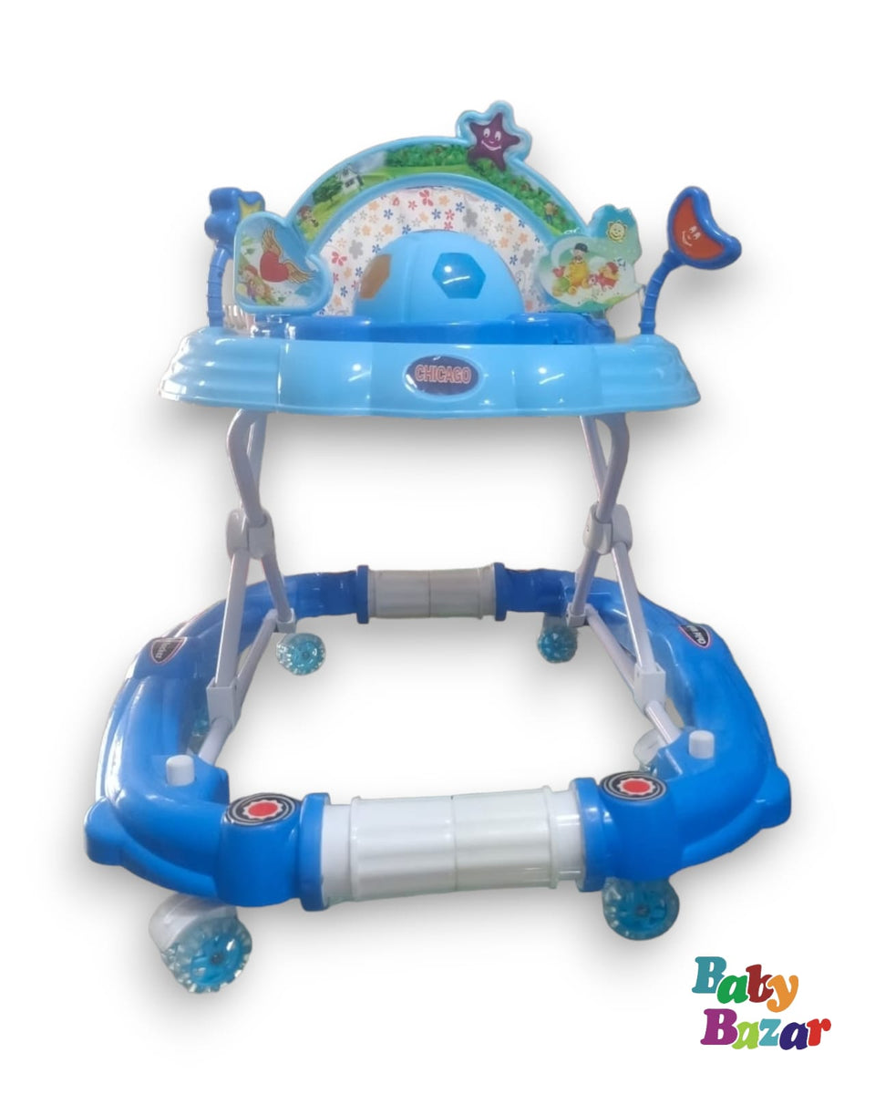 2 in 1 Imported Walker + Rocker With Music And Rattles In Blue Color