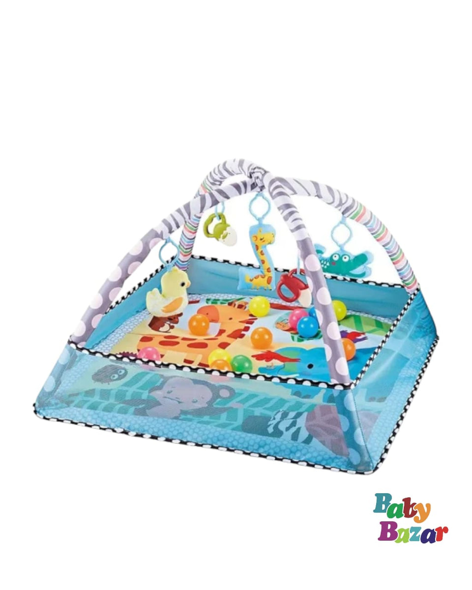 Baby Play Gym Mat With Rattles Bar Boys Girls Educational Crawling Carpet