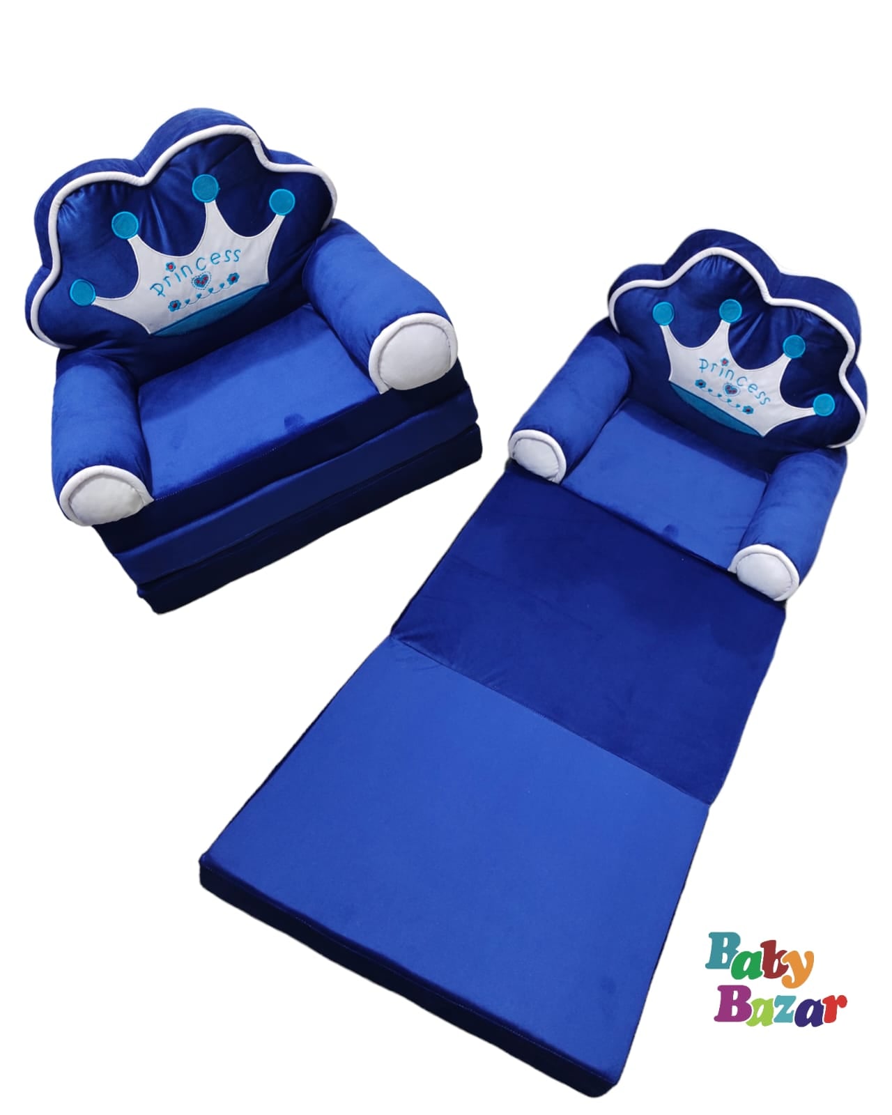 Baby Sofa Come Bed In Crown Character Blue Color – Baby Bazar