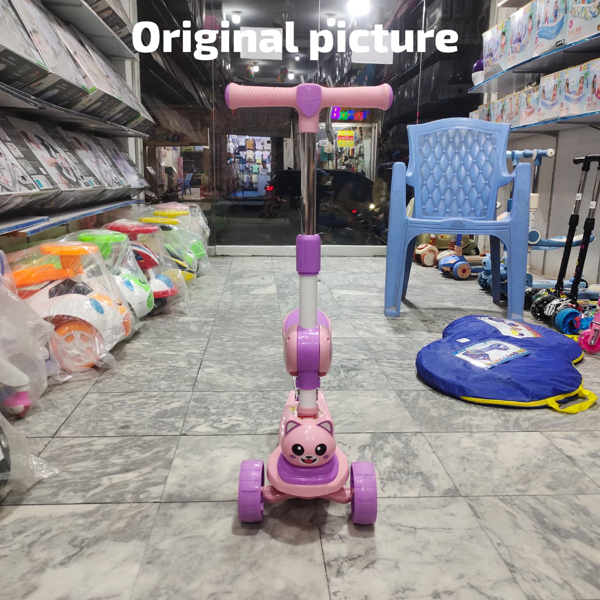 Cute Cat Design 3-in-1 Kids Scooter with Seat – -Baby Bazar
