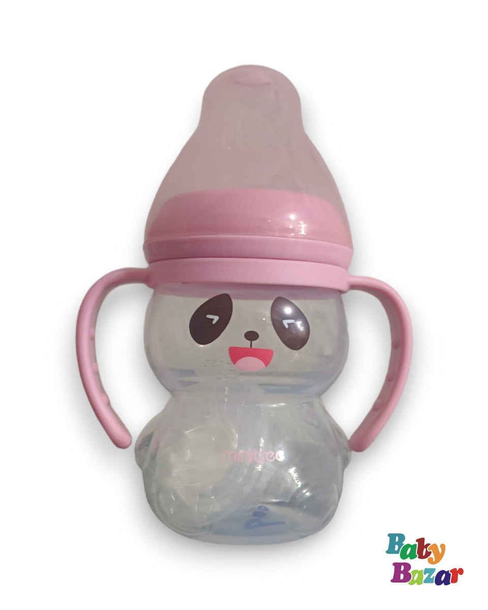 Stylish Feeder Of Minitree Brand For Baby With Pink Handle and Lid In Bear Shape main image 0