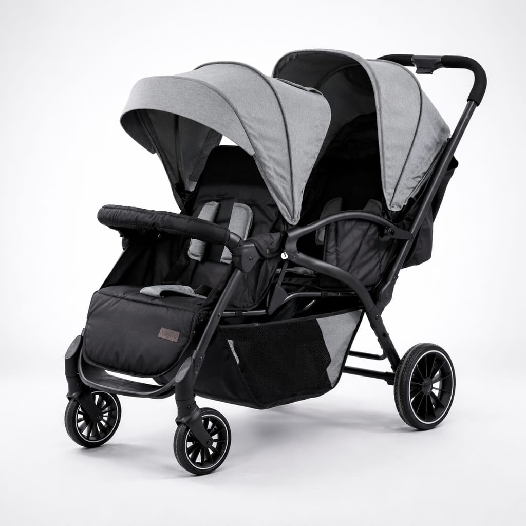 double stroller under $200 Kidilo Grey LB200 Imported Twin Baby Stroller – Dual Pram