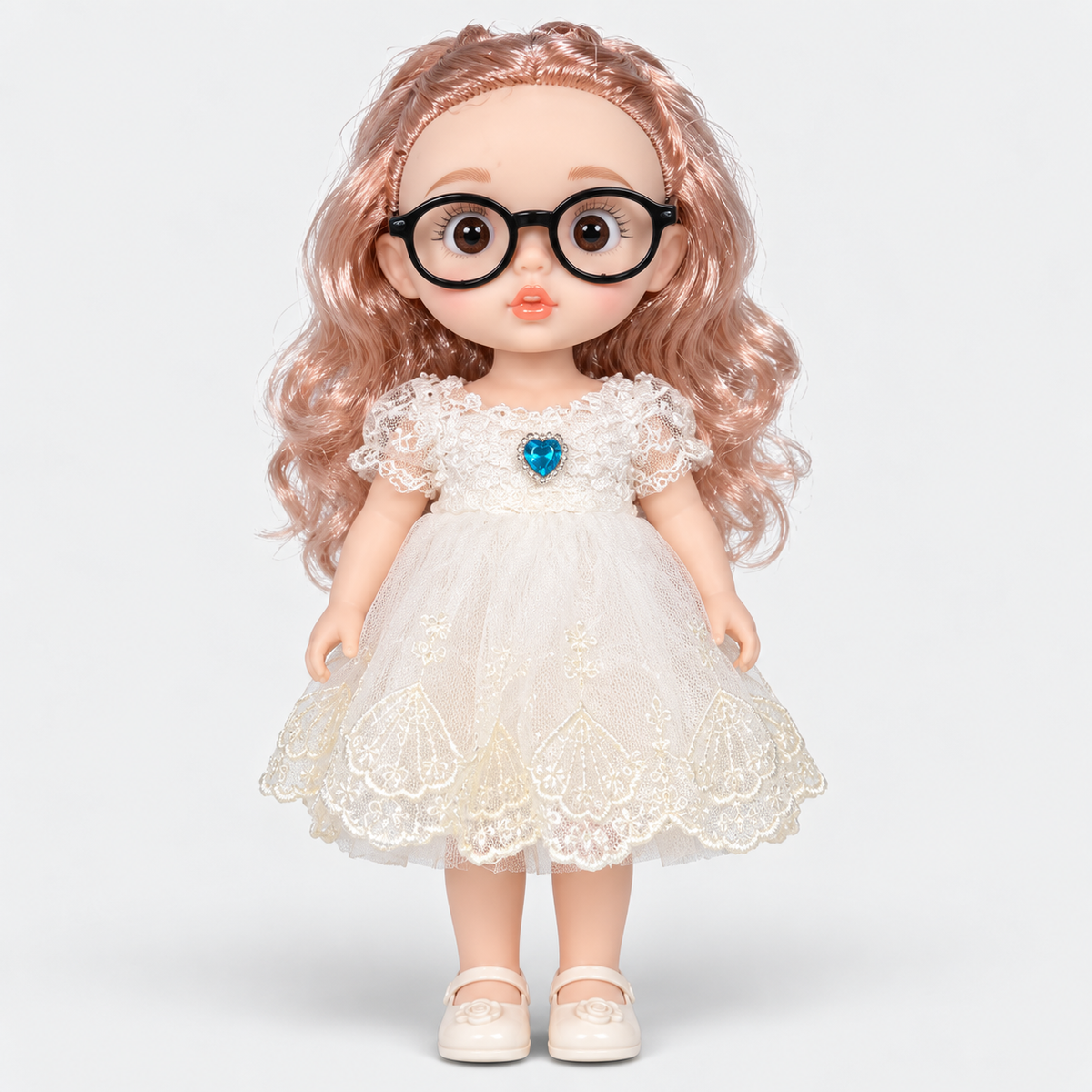 Teether Puff Lovely Baby Doll in White Dress - Baby Bazar