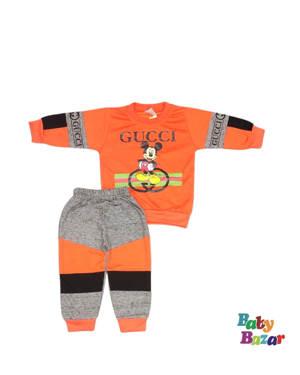 Mid-Season Dress For Boy In Gucci Print Orange Color – Baby Bazar