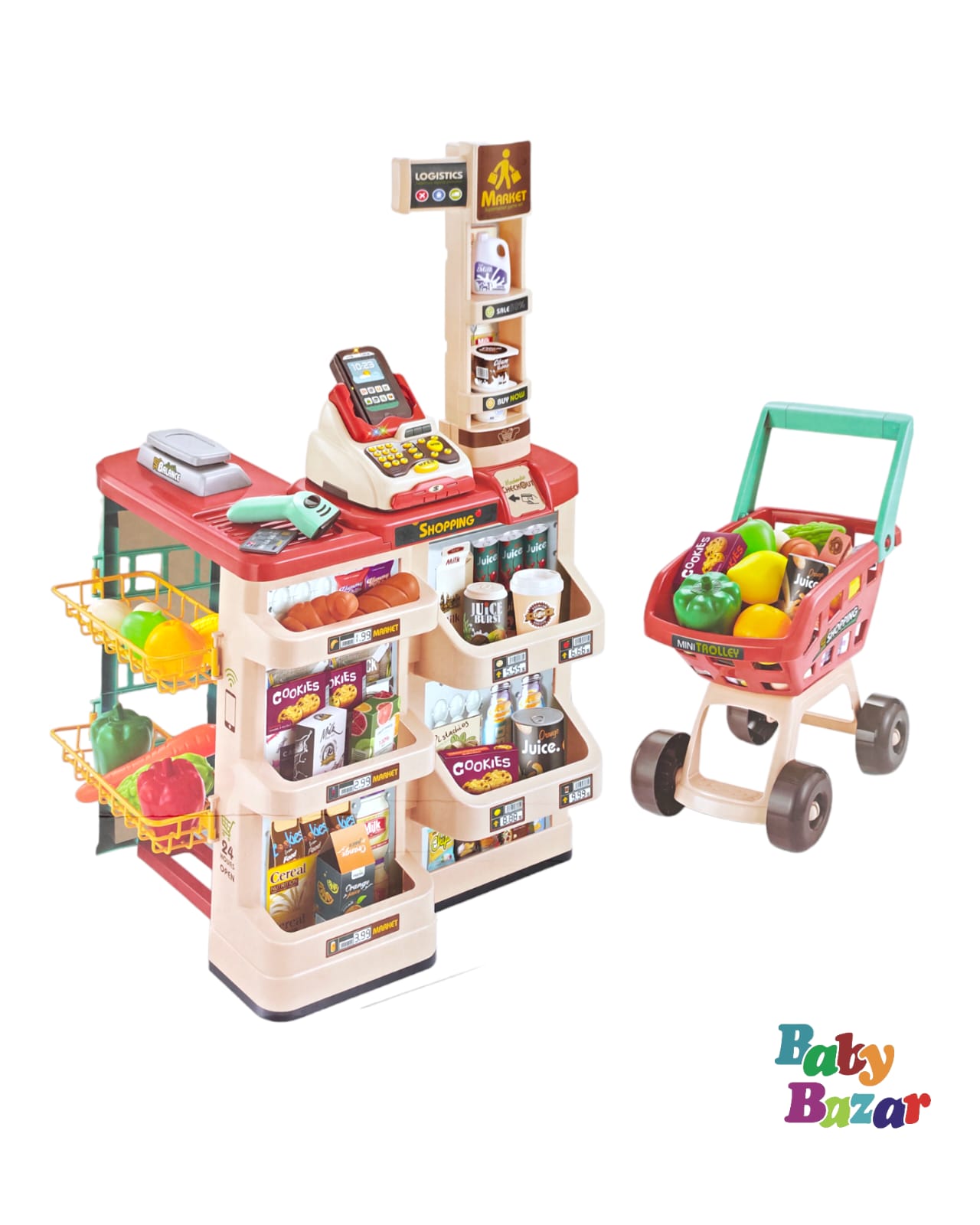 Toy Home Supermarket With Trolley – Baby Bazar