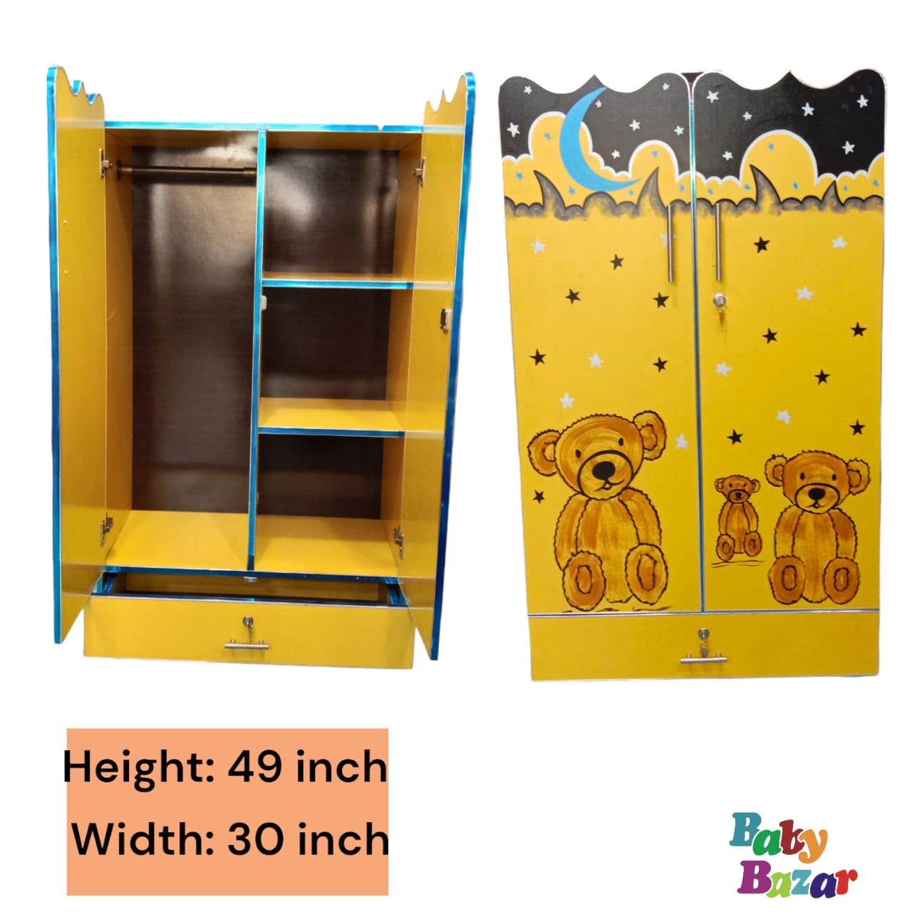 Stylish Wooden Baby Cupboard: Large hanging & storage In