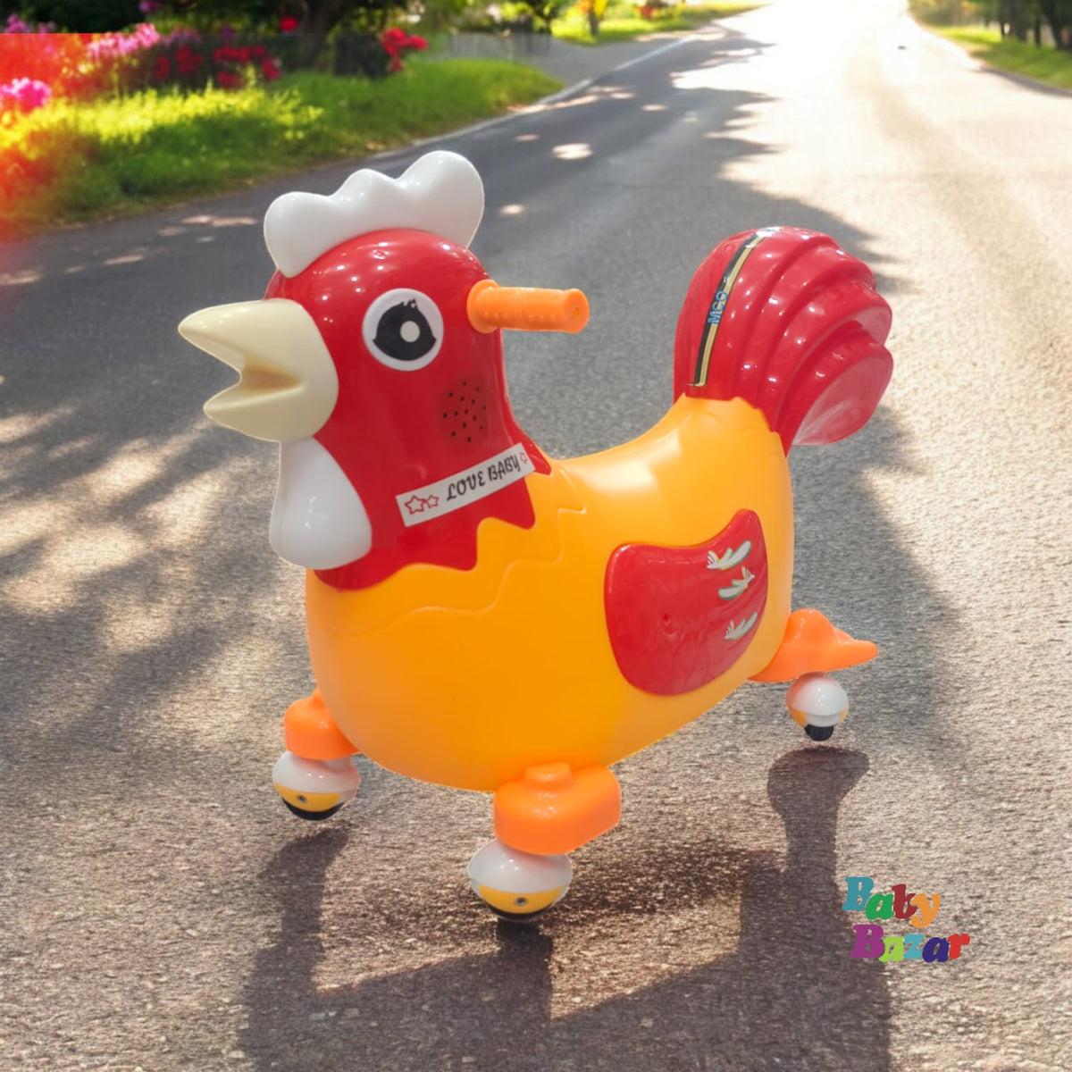 Cicken Rides Beautiful Plastic Toy Chicken Ride-Ons With Wheel For Kids - Red – Baby ...