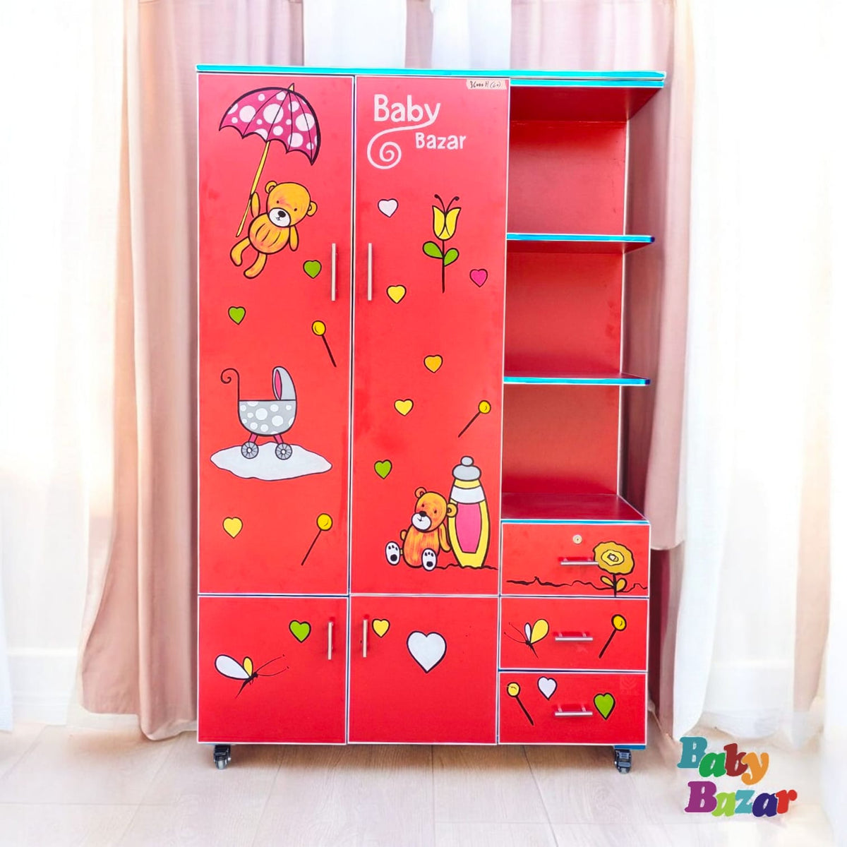 Red Wooden Baby Cupboard Spacious Durable & Adorable baby - bazar ...