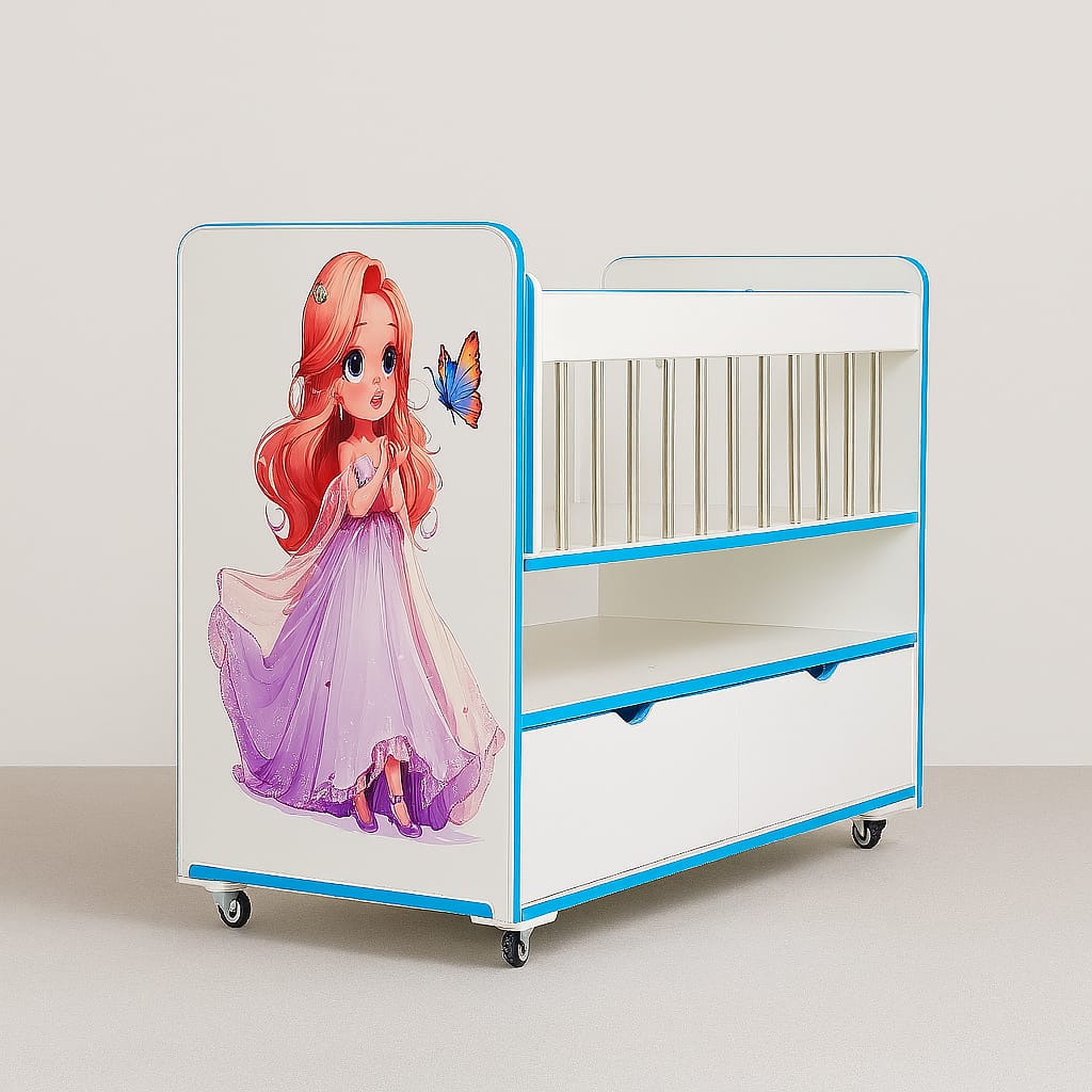 4ft x 2ft Princess Cartoon Baby Cot with Swing & Storage baby - bazar ...