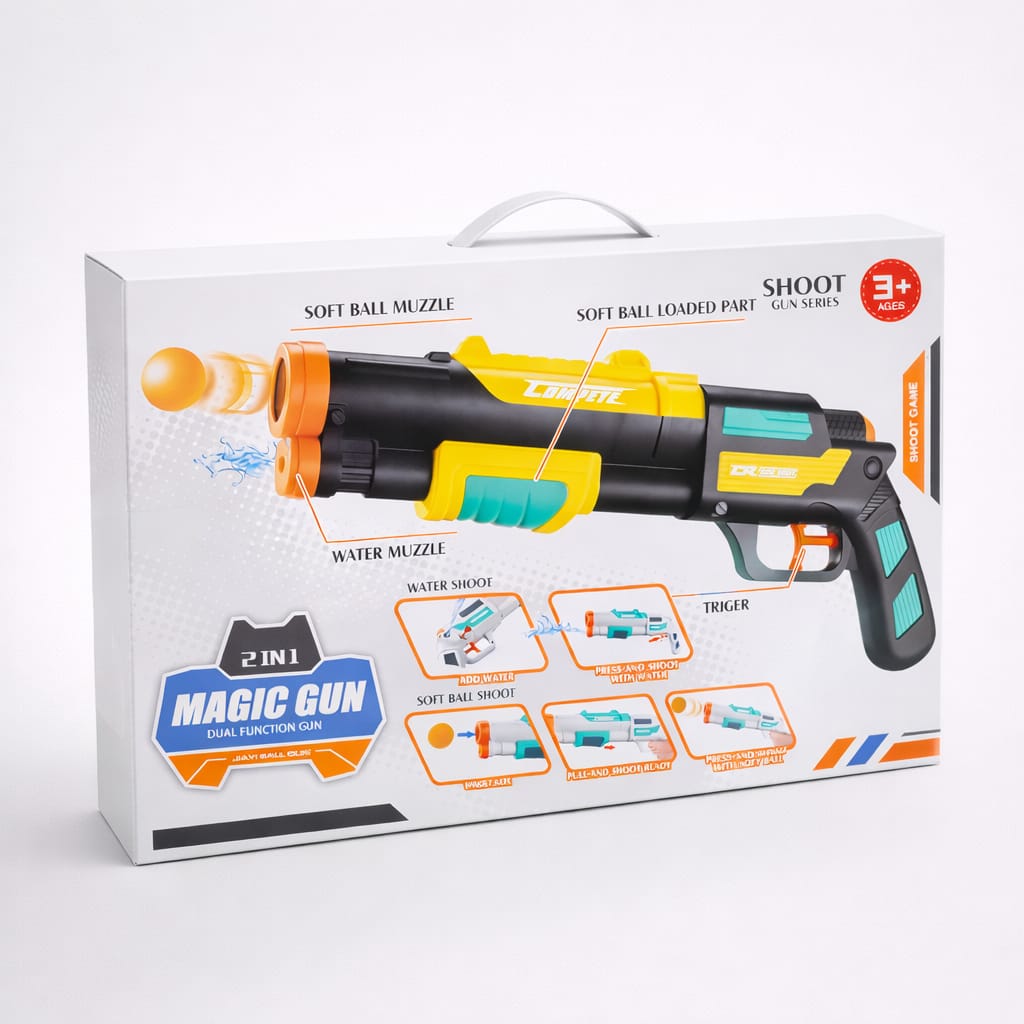 2-in-1 Magic Gun Toy – Soft Bullet & Water-Baby Bazar
