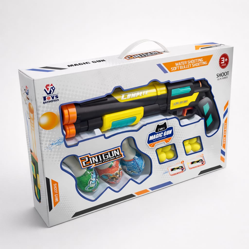 2-in-1 Magic Gun Toy – Soft Bullet & Water-Baby Bazar