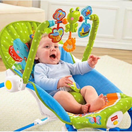 Baby's Rocker With Vibration Function And Hanging Rattles Bar , Musica ...