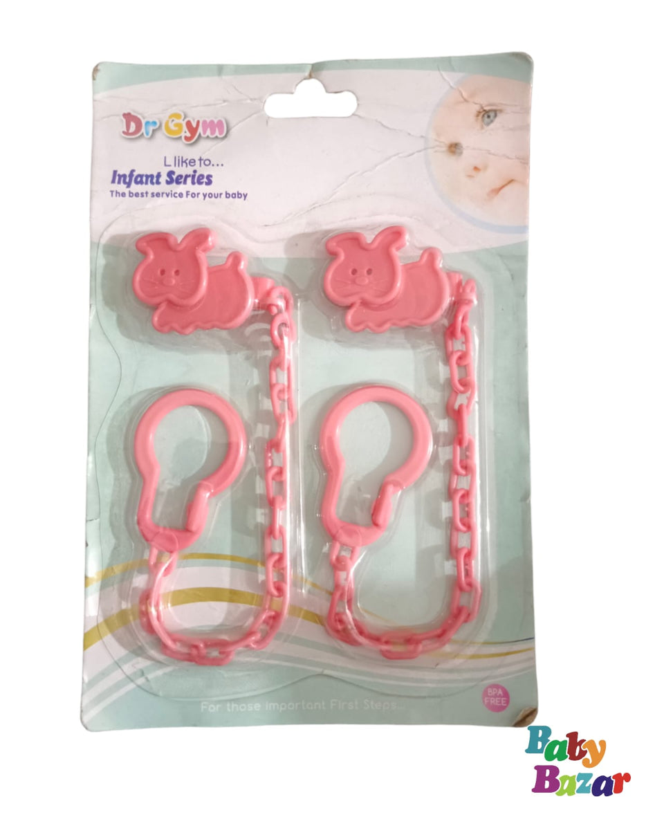 Pacifier Chains Set For Your Baby In Pink Color – Baby Bazar
