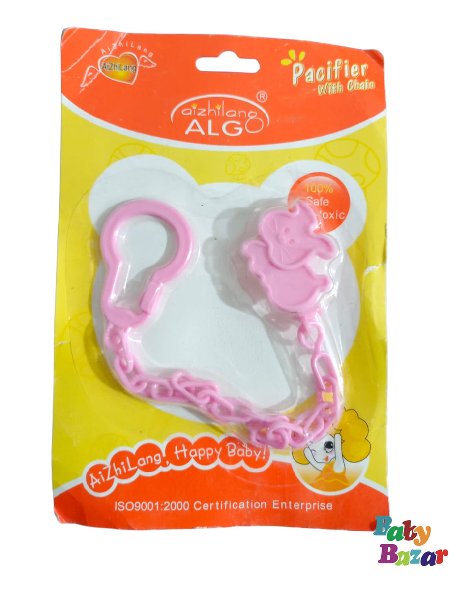 Simple Pacifier Chain In Pink Color For Baby Girl – Baby Bazar
